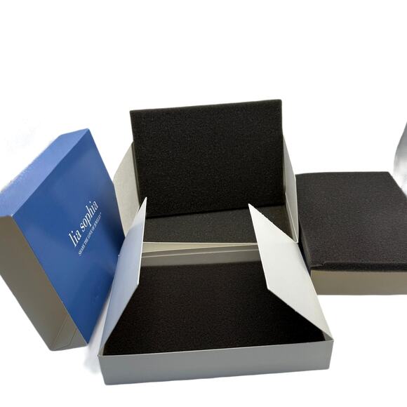 Lot 8 Lia Sophia Empty Jewelry Boxes with Foam - Blue with White Lettering - Picture 5 of 9